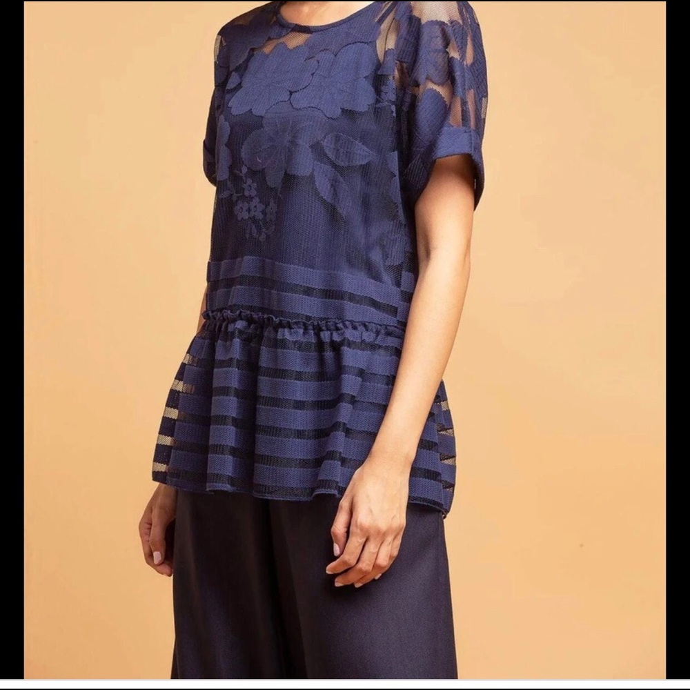 Anthropologie Eva Franco Leslie lace peplum top